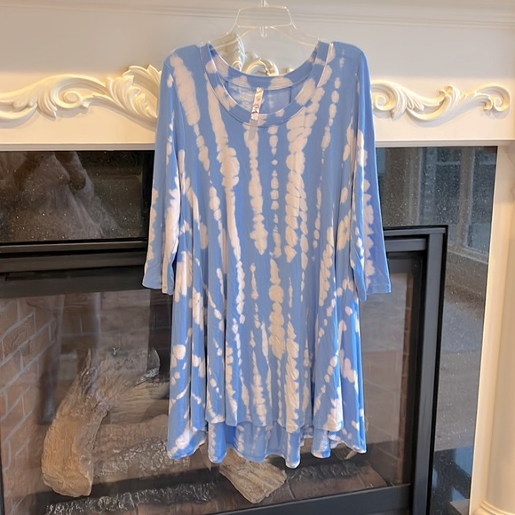 Tie Dye Tunic Dress High Low Flowy Sky Blue Womens Small - Picture 9 of 15
